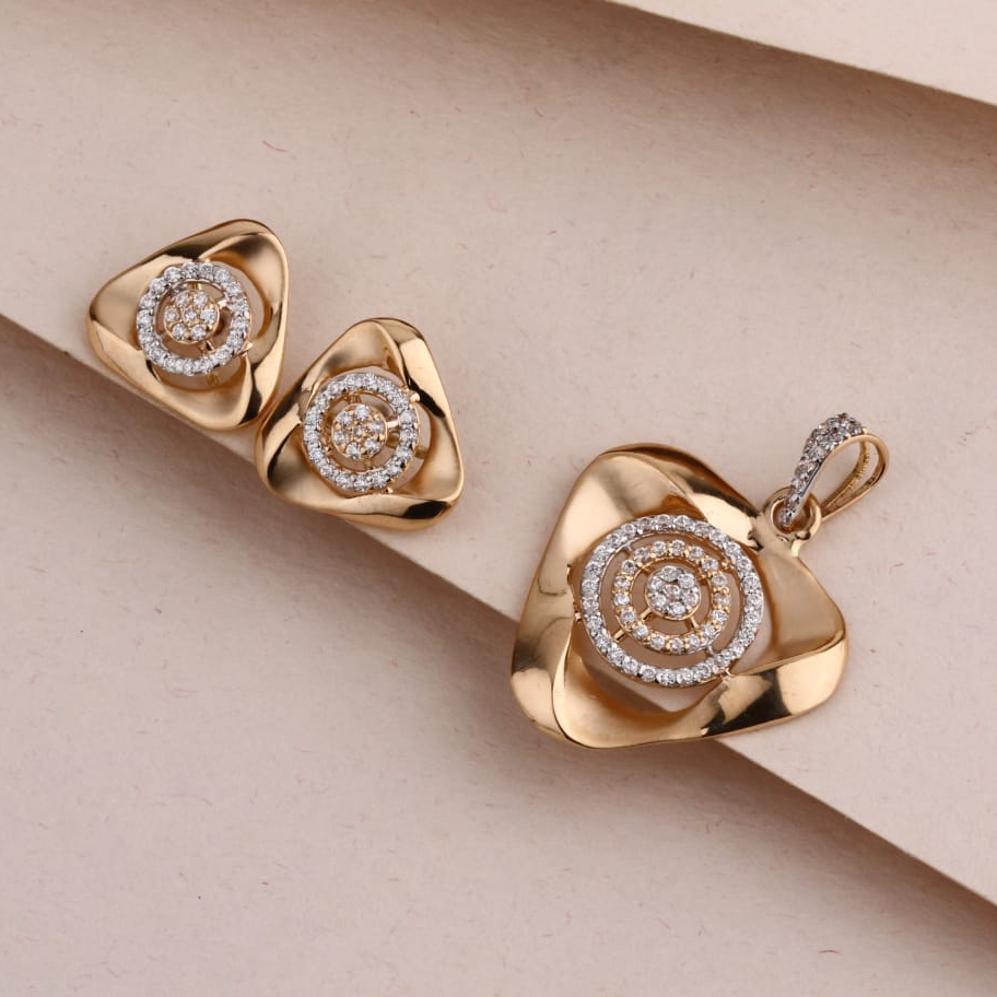 750 Rose Gold Ladies Delicate Pendant Set RPS179