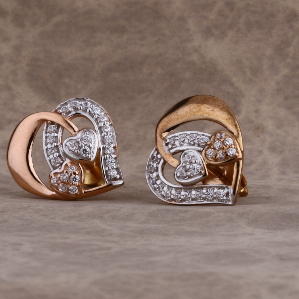 18KT Rose Gold CZ Women's Fancy Hallmark Earring RE222