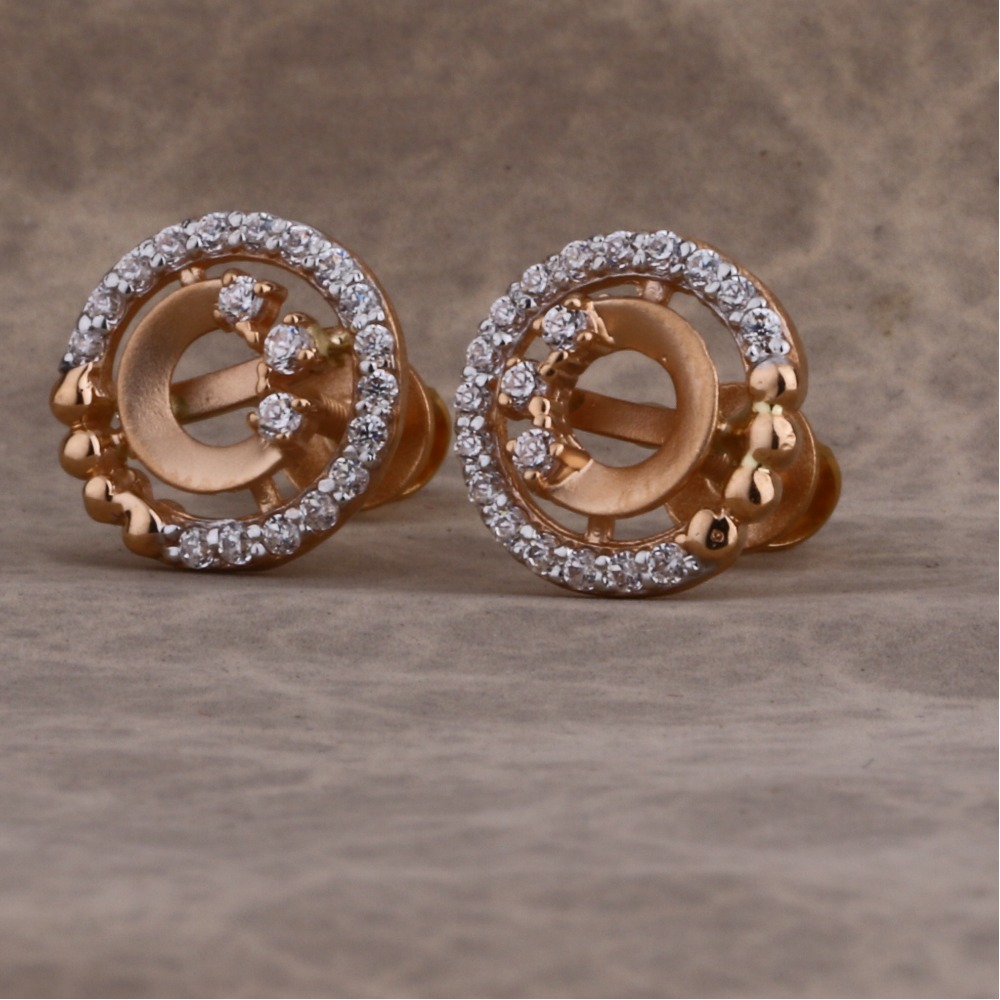 18KT Rose Gold CZ Women's Stylish Hallmark Earring RE220