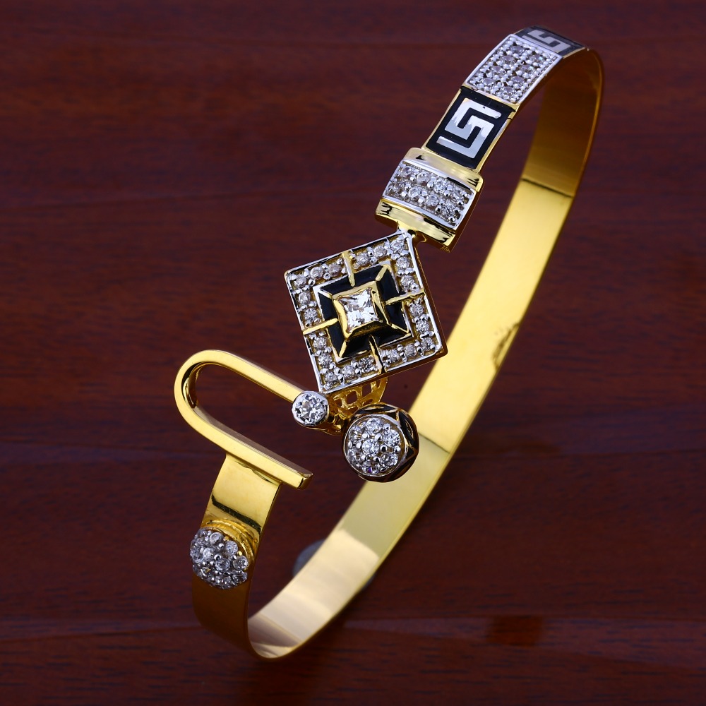 750 Gold CZ Ladies Delicate Kada Bracelet LKB114