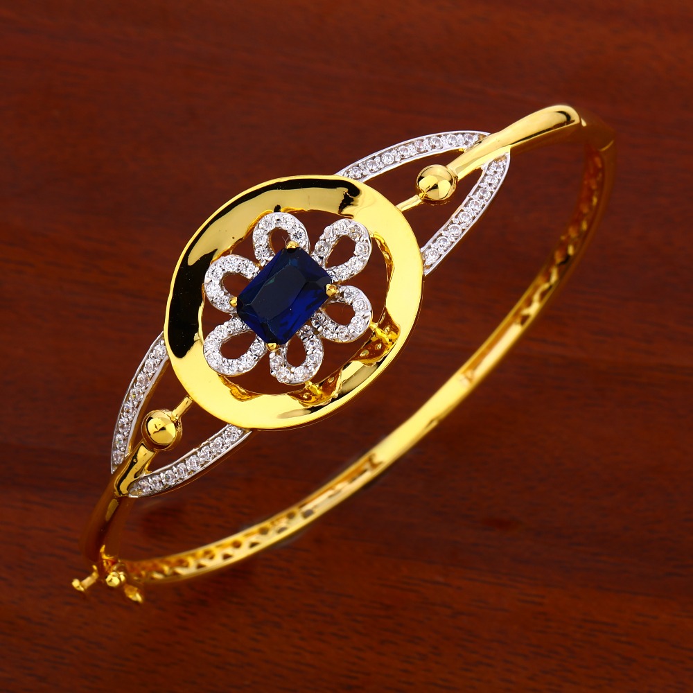 18KT Women's CZ Gold Kada Bracelet LKB160