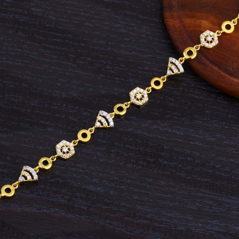 916 Gold Ladies CZ Stylish Bracelet LB447