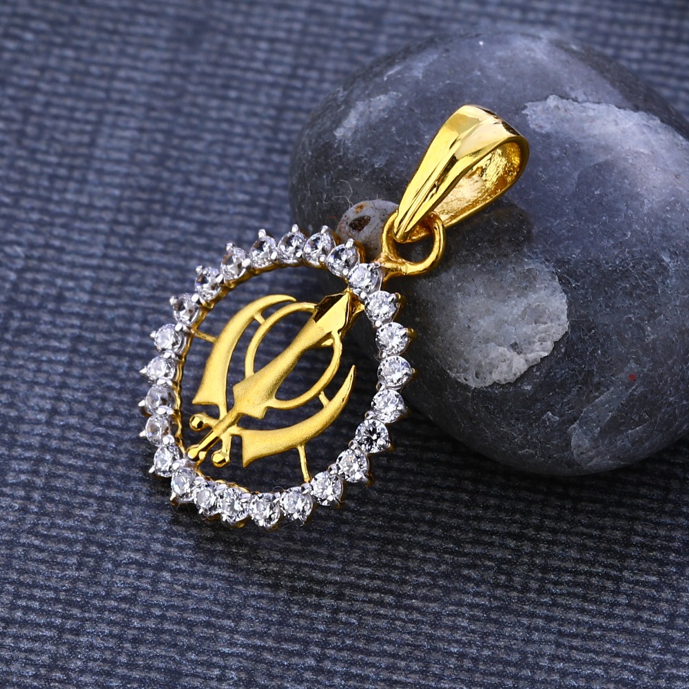916 CZ Gold Hallmark Stylish God Pendant GP115