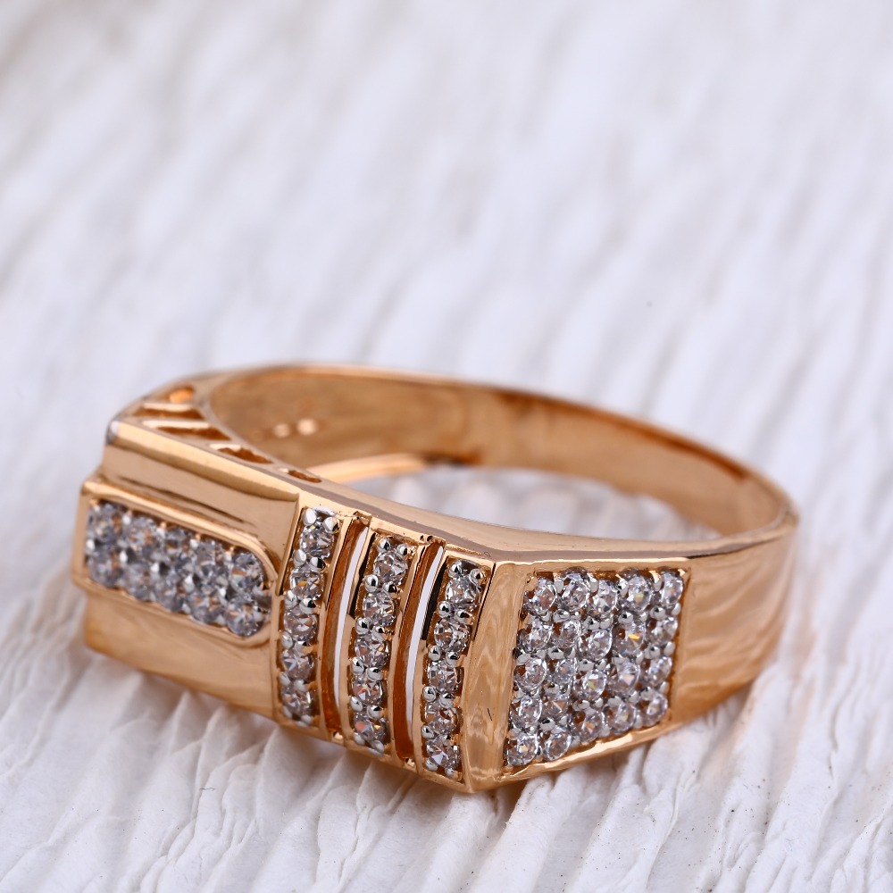 18KT Rose Gold CZ Delicate Mens Ring RMR94