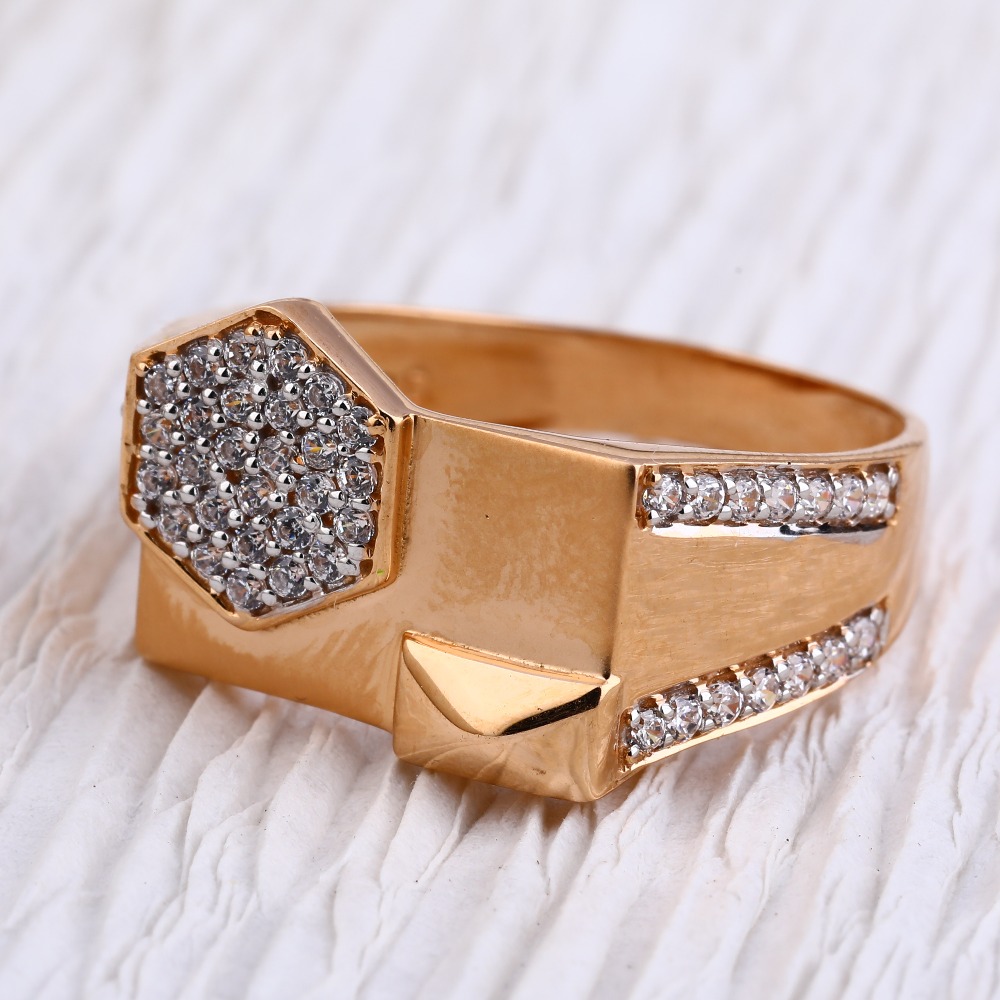750 Rose Gold Fancy Mens Ring RMR80