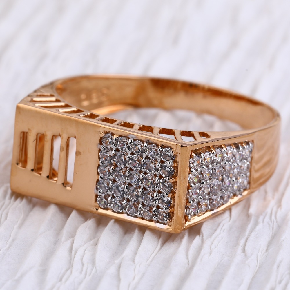 750 Rose Gold Designer Mens Ring RMR77