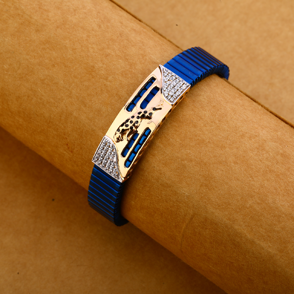 18CT ROSE Gold Hallmark Leather Bracelet MLB288