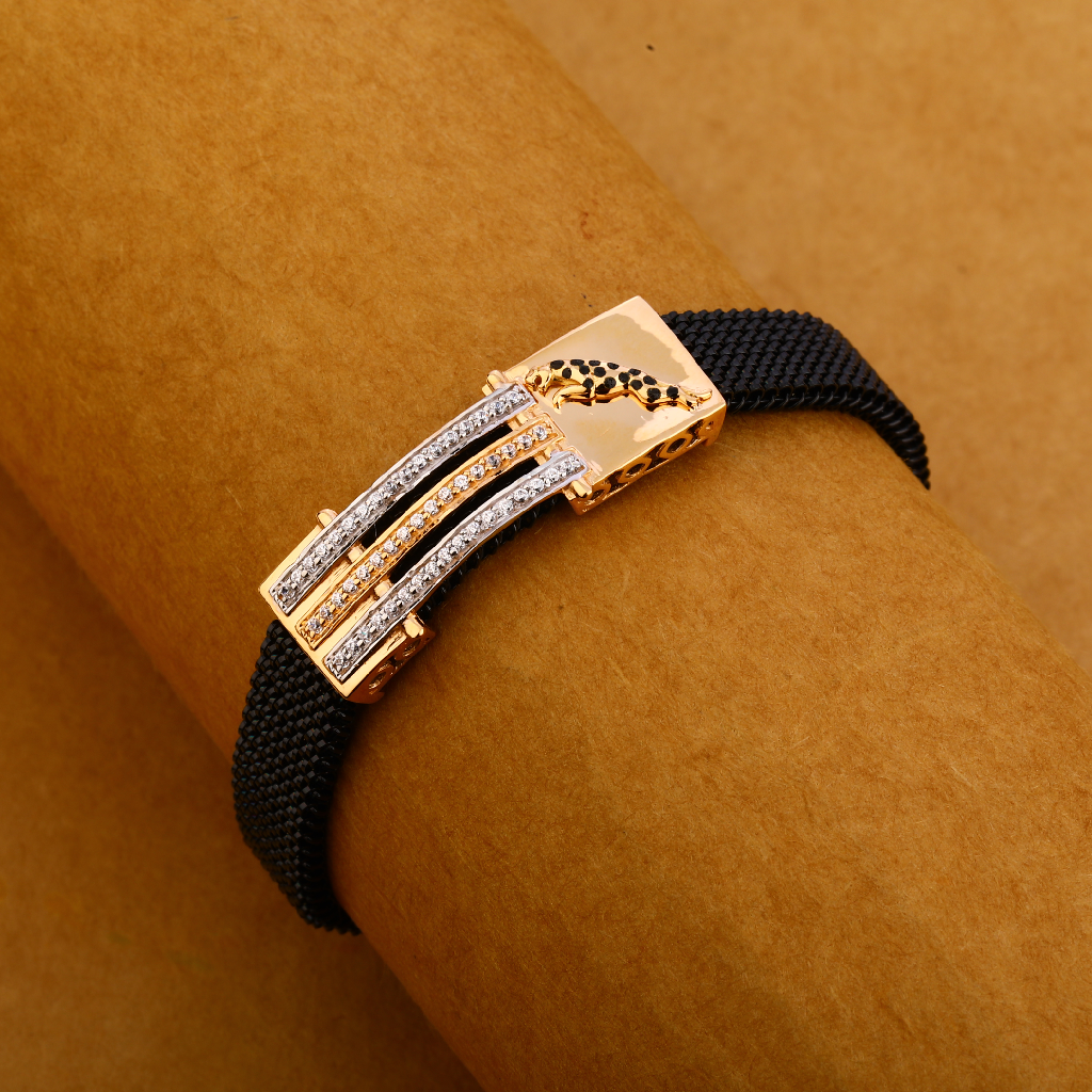750 Rose Gold Cz Gorgeous Leather Bracelet MLB308