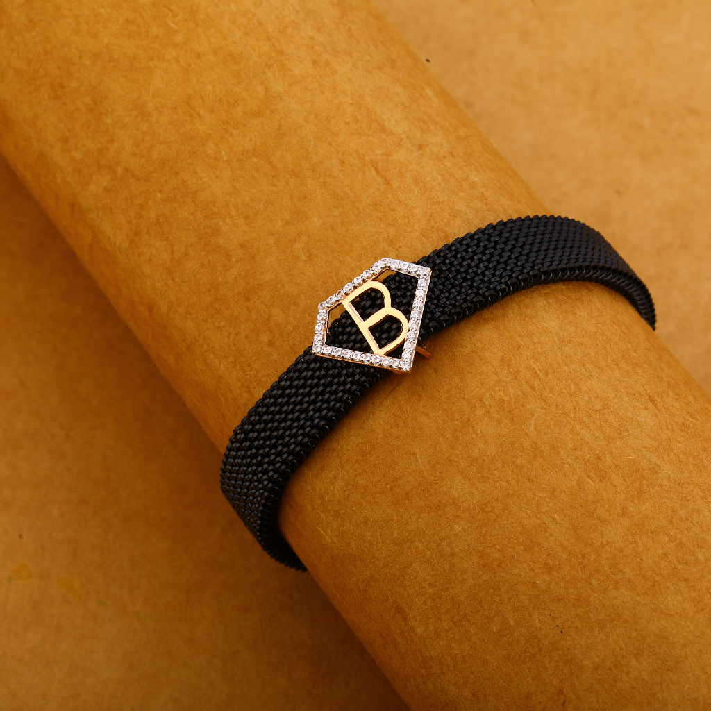 750 Rose Gold Cz Classic Leather Bracelet MLB313