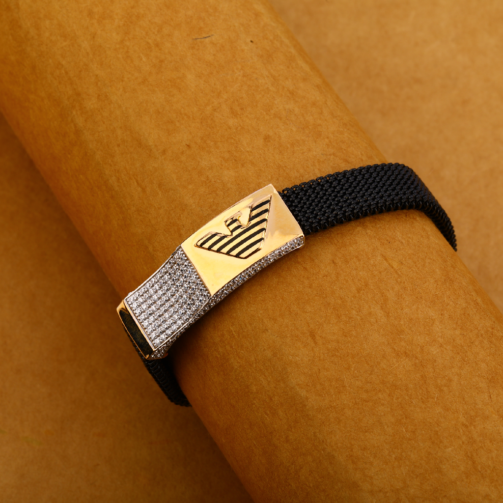 18CT Rose Gold Gorgeous Leather Mens Bracelet MLB321