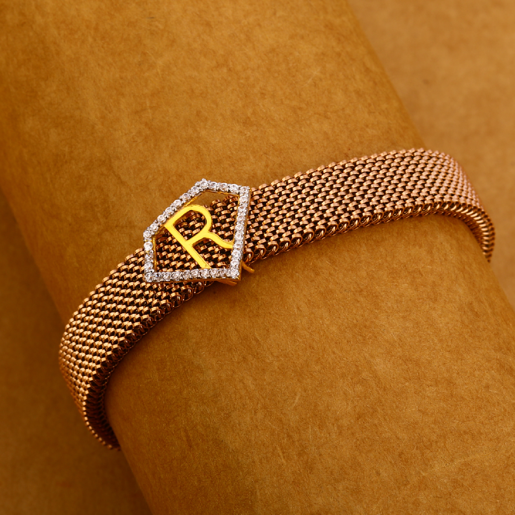18KT CZ Rose Gold Hallmark Gorgeous Mens Bracelet MLB337