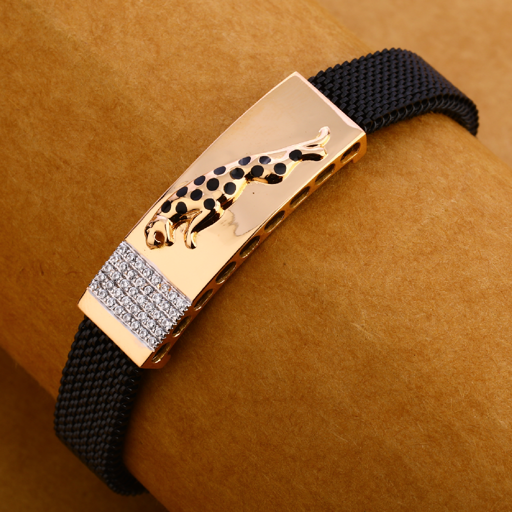 18KT Rose Gold  Gentoemens Leather Bracelet MLB227
