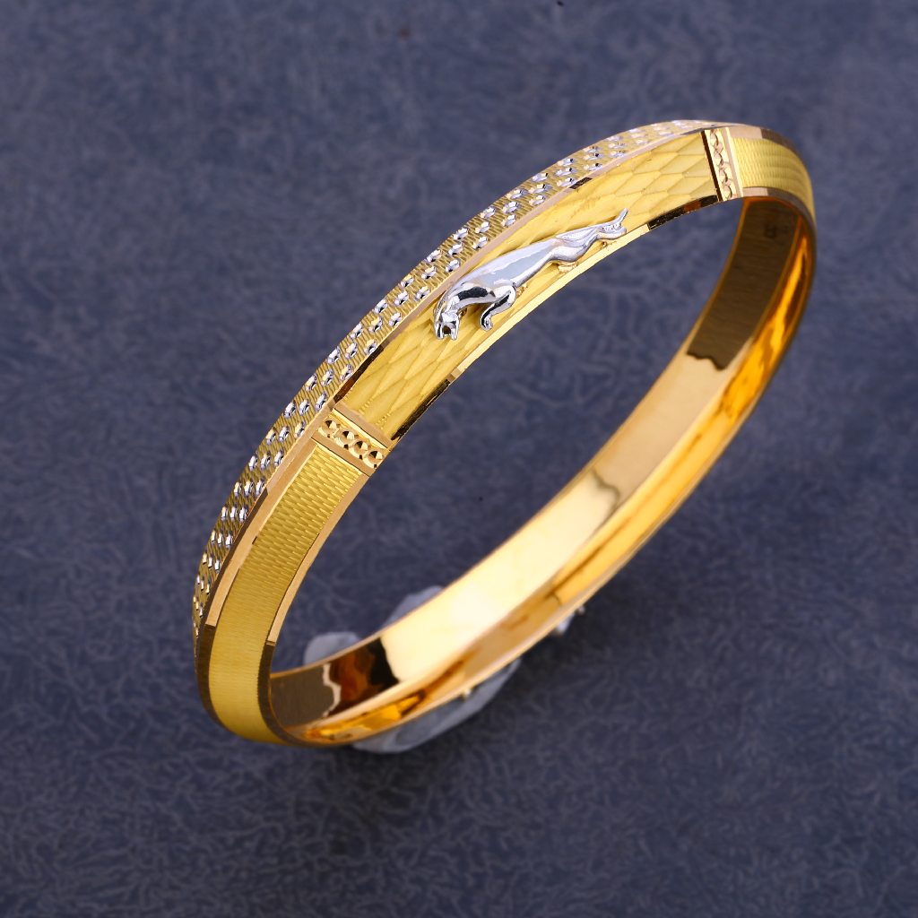 22KT Gold Mens Punjabi Designer Lock kada Bracelet MPLKB68