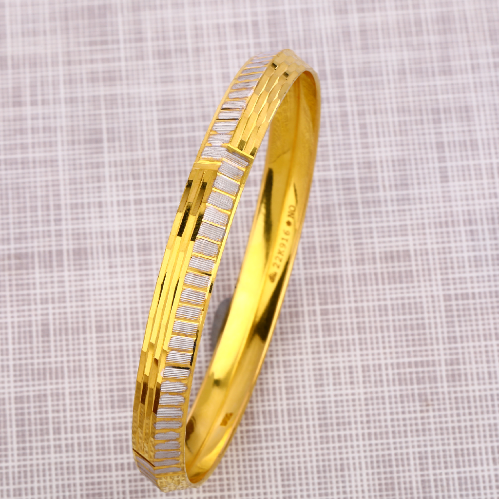 916 Gold Punjabi Stylish Gentlemens Kada Bracelet  MPKB23