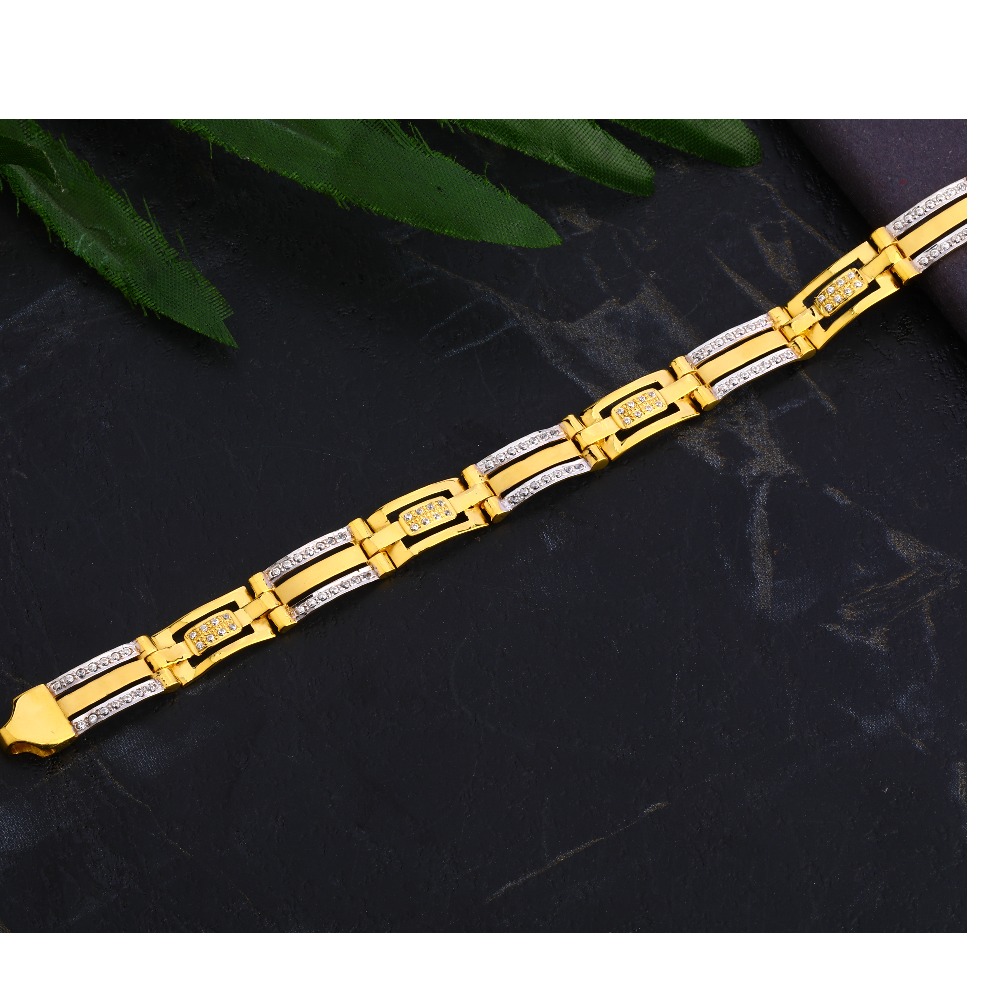 916 Gold Gentlemen's  Exclusive CZ Casting Bracelet MCB88