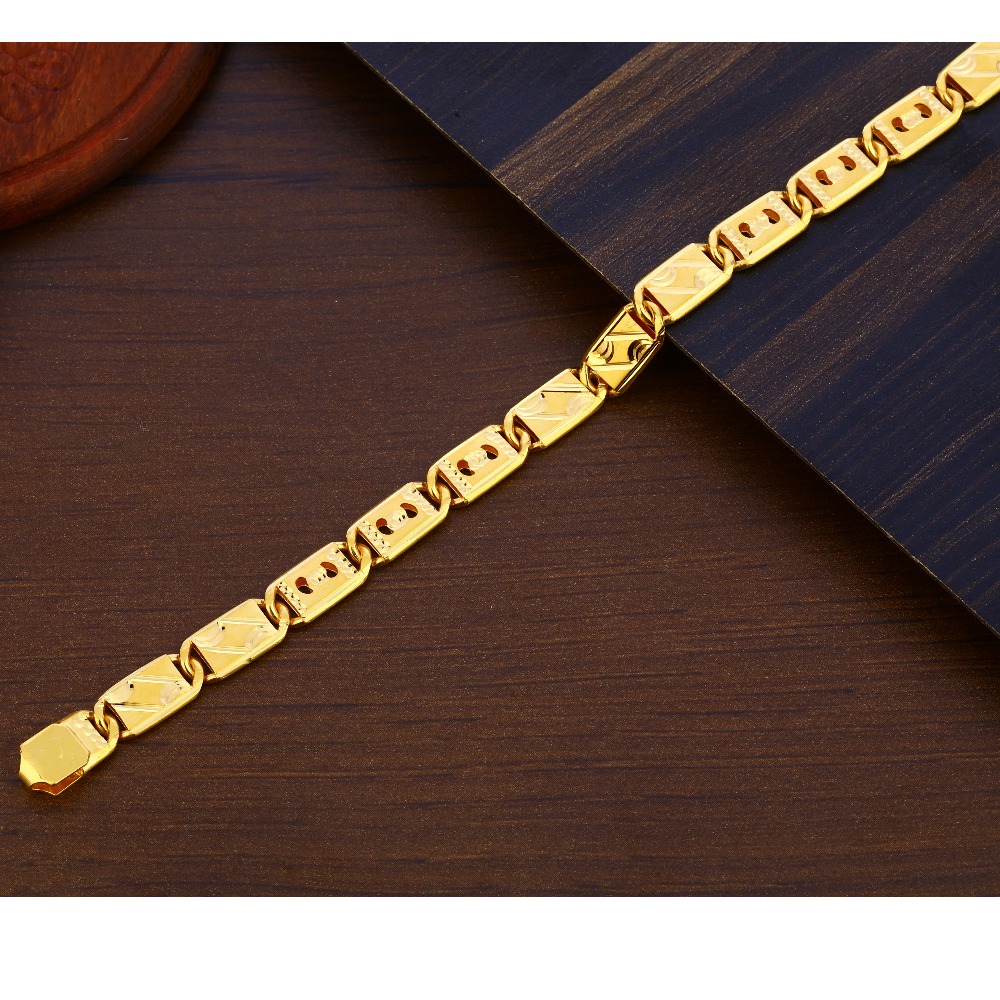 916 Gold Plain Delicate Hallmark Men's Bracelet MPB284