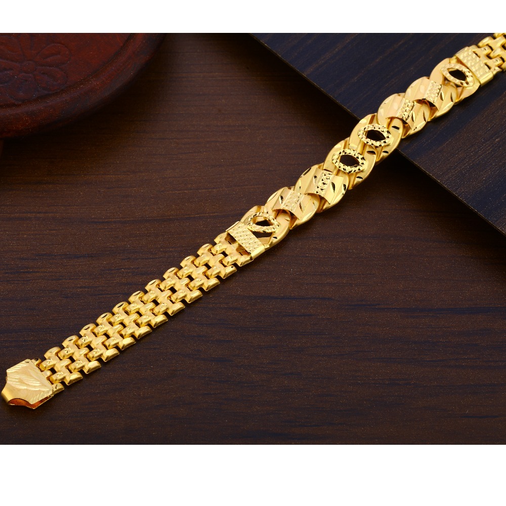 916 Gold CZ Mens Stylish Plain Bracelet MPB308