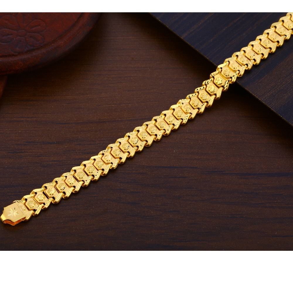 916 Gold CZ Mens Gorgeous Plain Bracelet MPB307