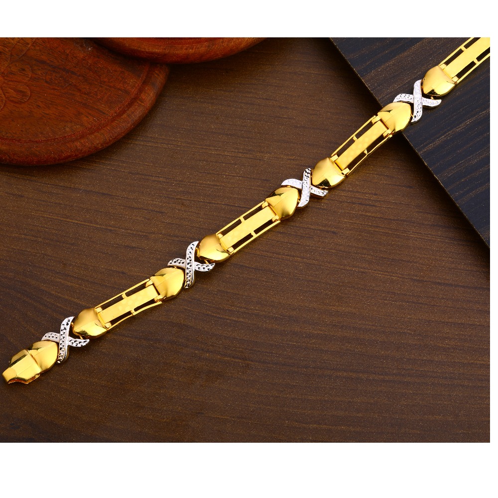 916 Gold Men's Classic Hallmark Plain Bracelet MPB250