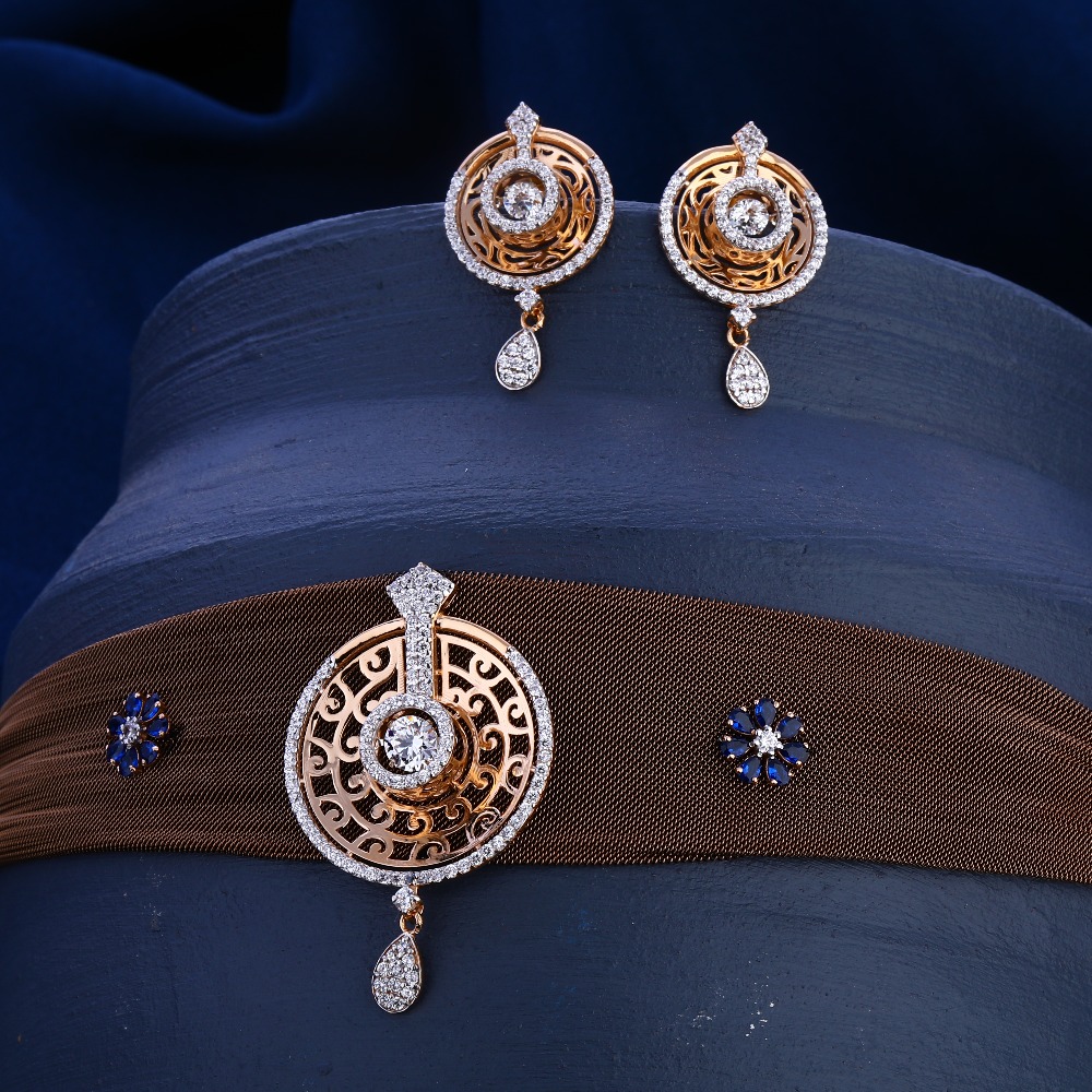 750 Rose Gold Fancy Hallmark Necklace Set RN300