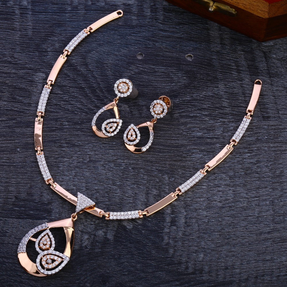 750 rose gold designer hallmark necklace set rn297