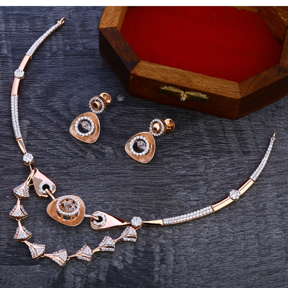 750 Rose Gold Fancy Women's Necklace Set RN292