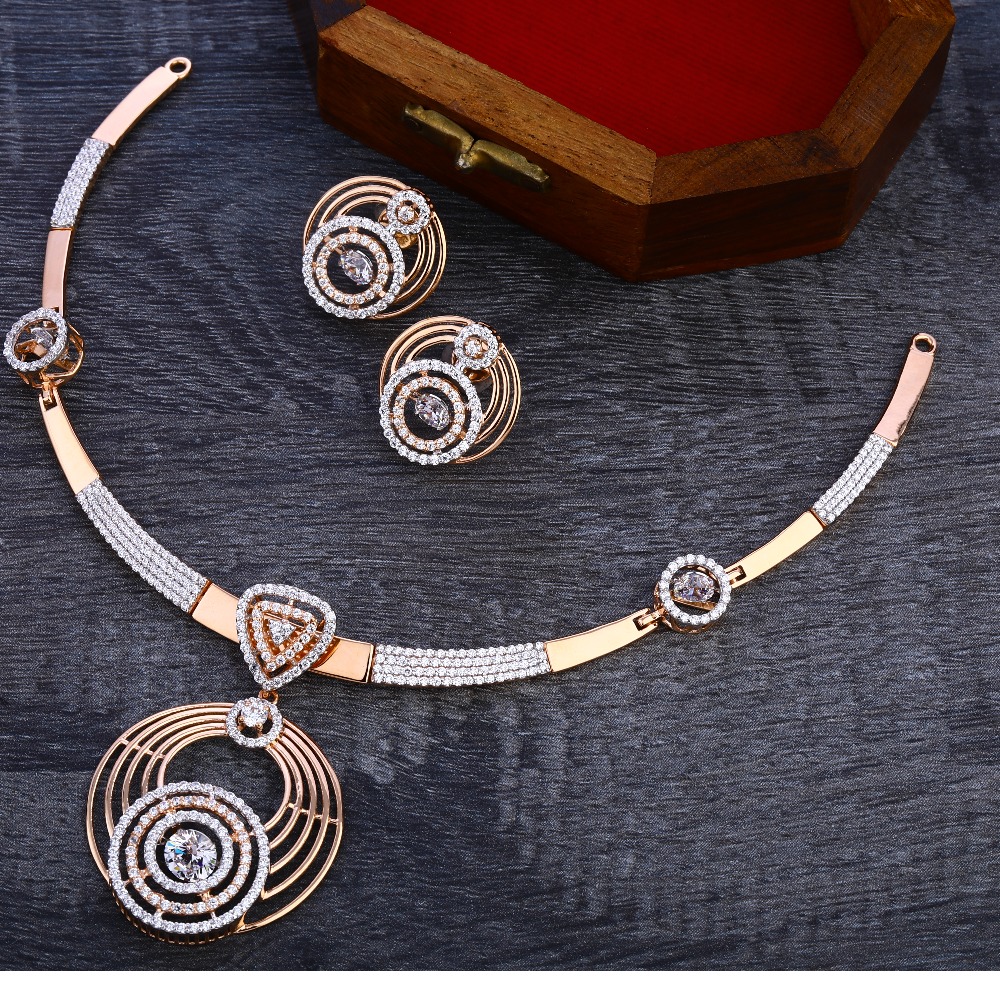 750 Rose Gold Designer Women's Necklace Set RN289