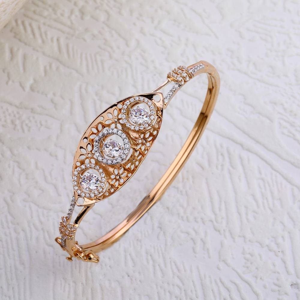 18KT Rose Gold CZ  Designer Women's  Kada RLKB305