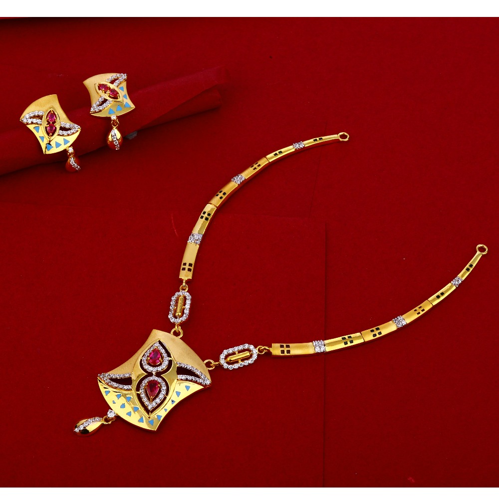916 Gold Ladies Fancy Necklace Set LN217