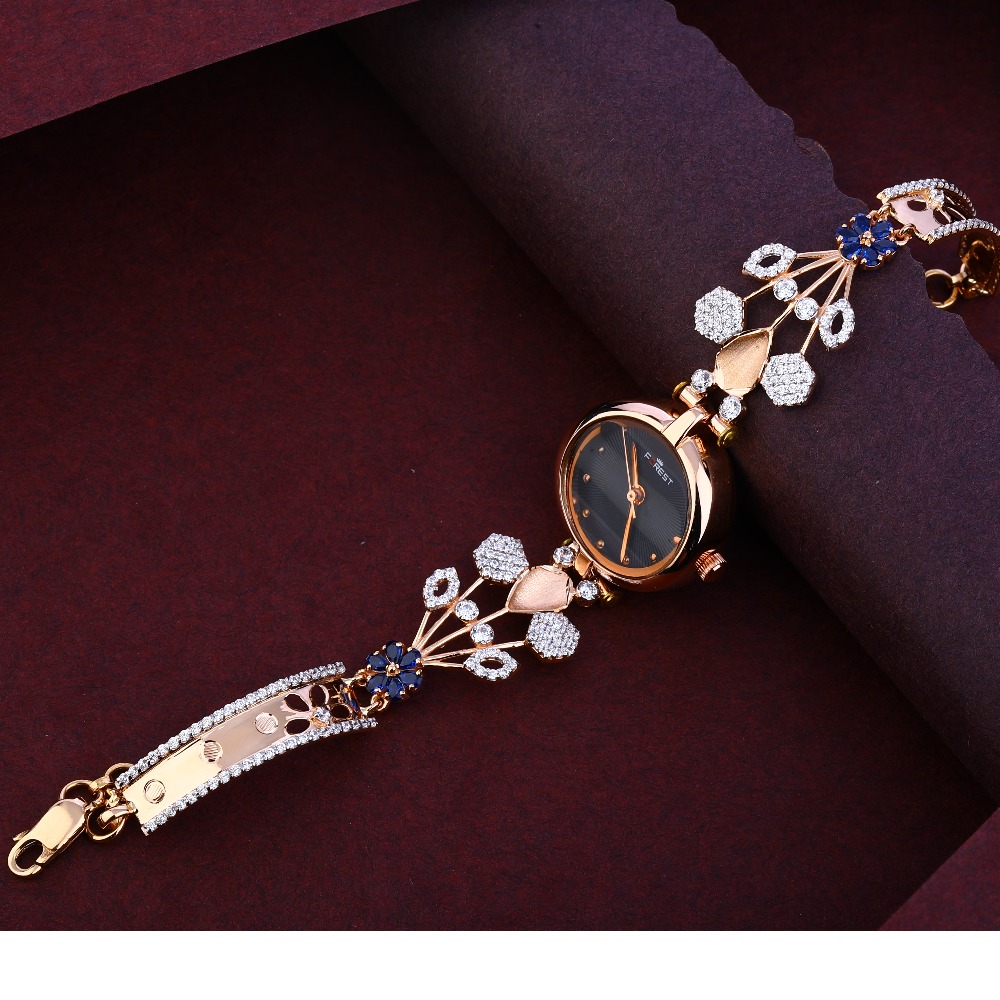 750 Rose Gold Designer CZ Watch RLW330