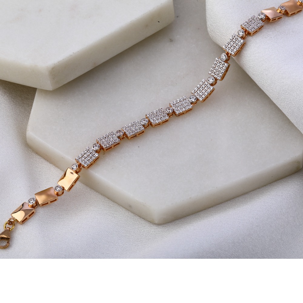 18KT Rose Gold CZ  Delicate Bracelet RLB49