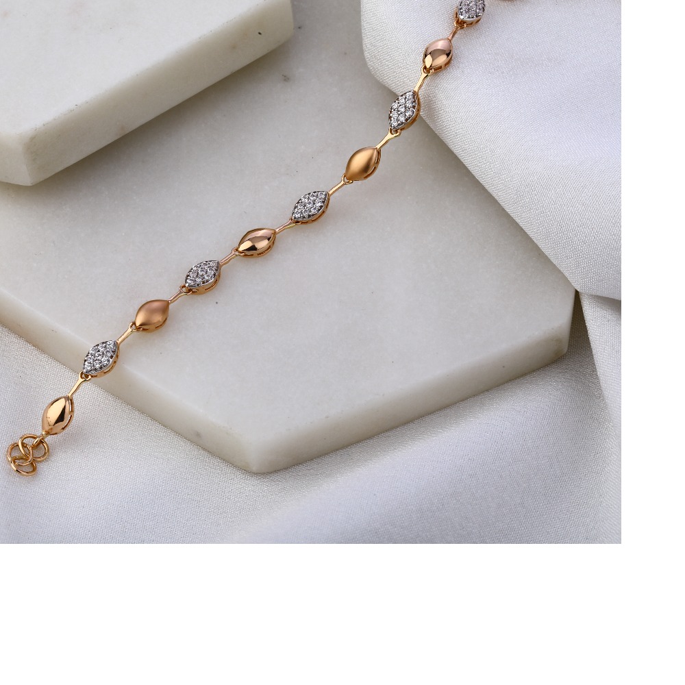 18KT Rose Gold CZ  Designer Bracelet RLB48