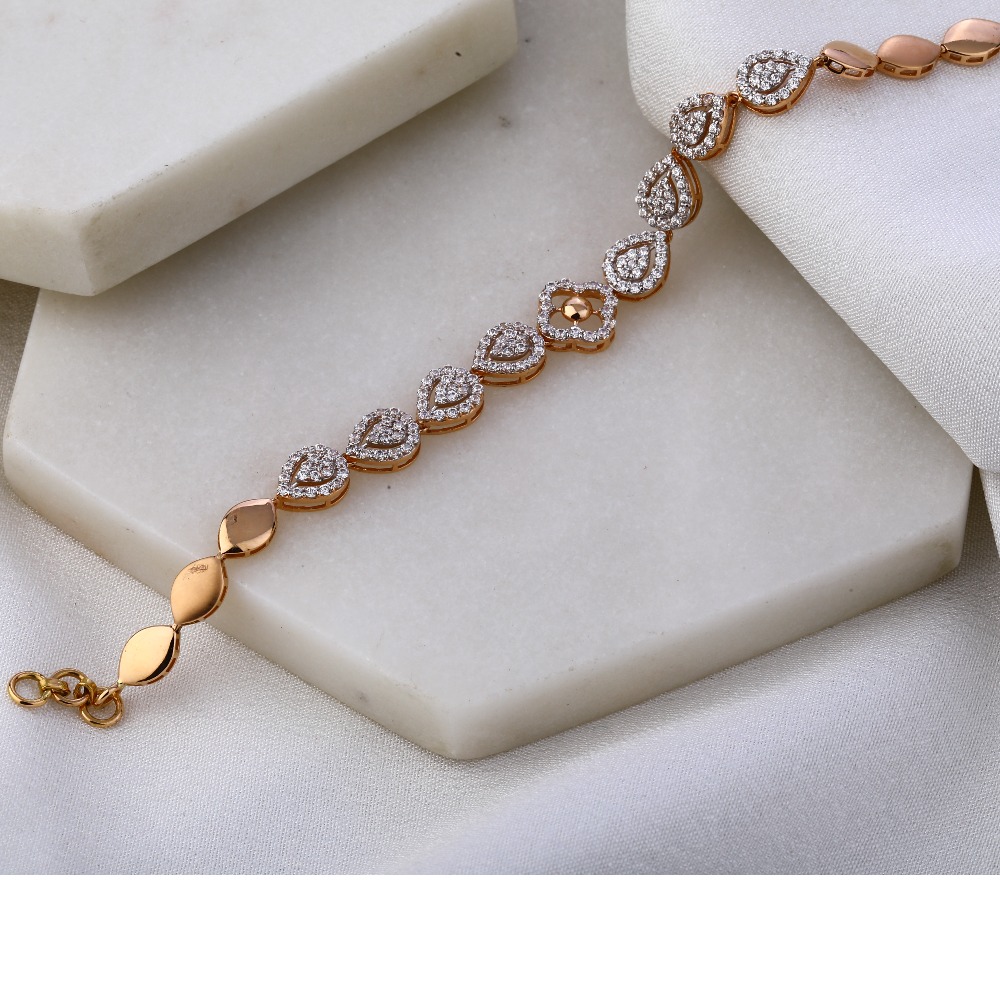 18KT Rose Gold CZ  Classic Bracelet RLB47