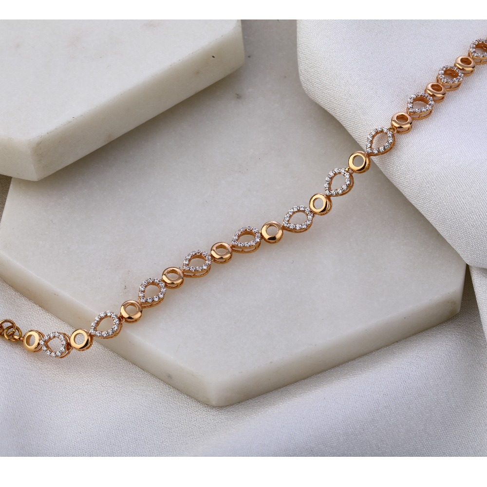 18KT Rose Gold Hallmark Fancy Women's Bracelet RLB43