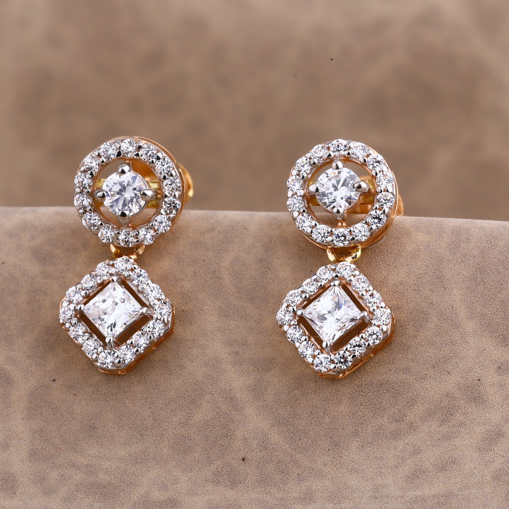 750 CZ Ladies Rose Gold  Earring RE185