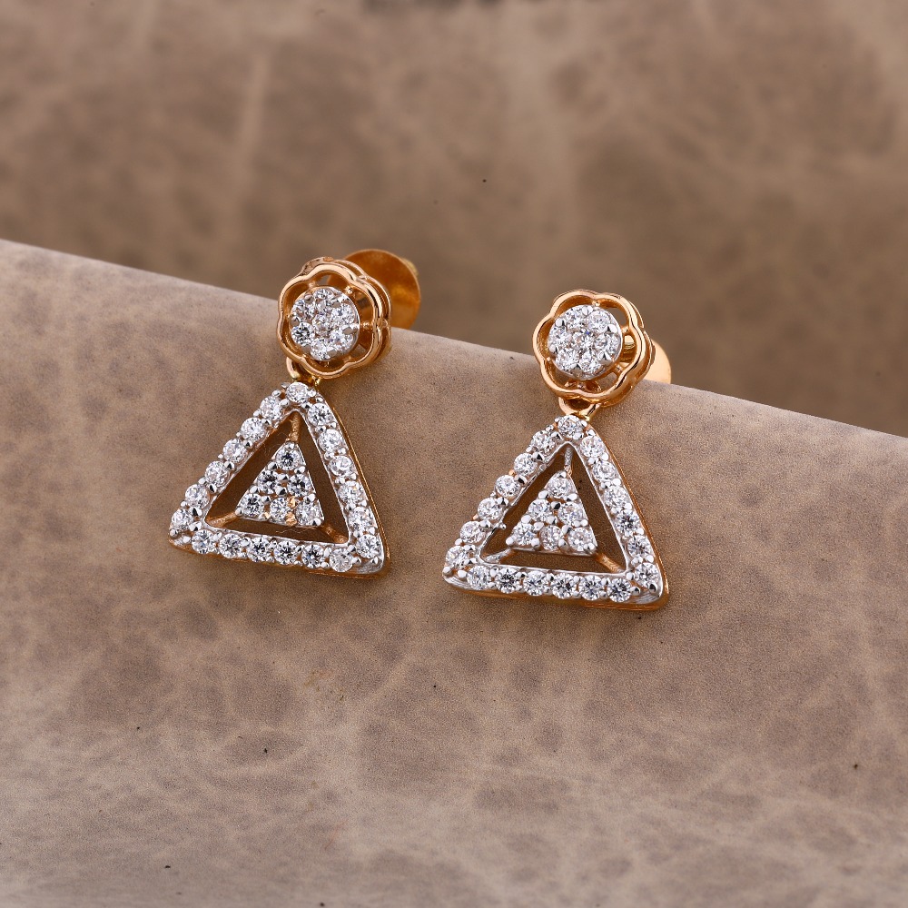 750 Rose Gold exclusive Women's CZ Earring RE181