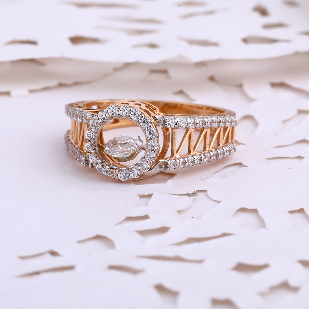 18CT  CZ Rose Gold Classic Women's Ring RLR683