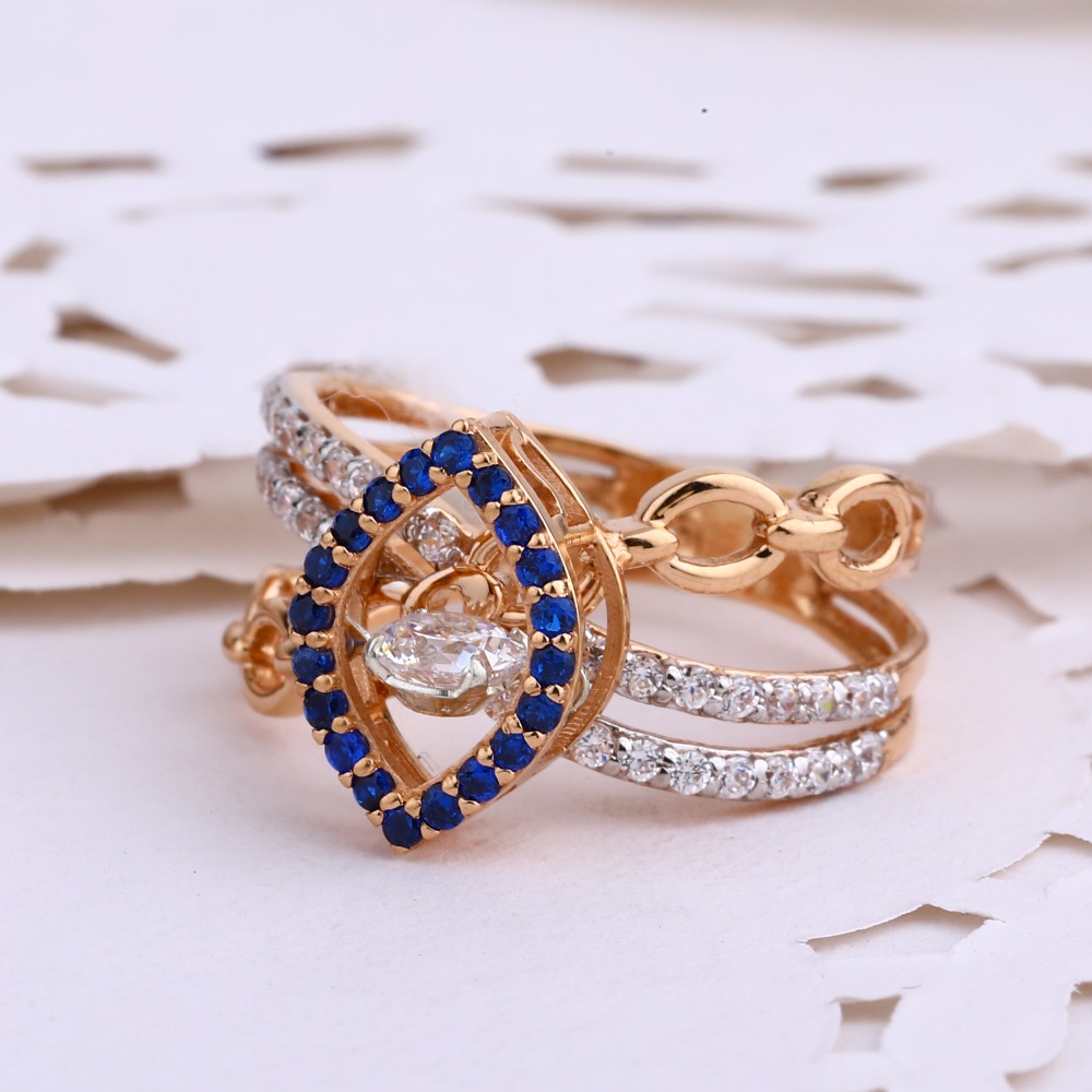 18KT CZ Rose Gold Fancy Ladies Ring RLR663