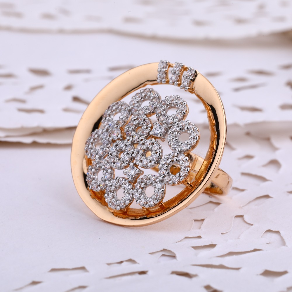 750 Rose Gold stylish CZ Ring RLR657