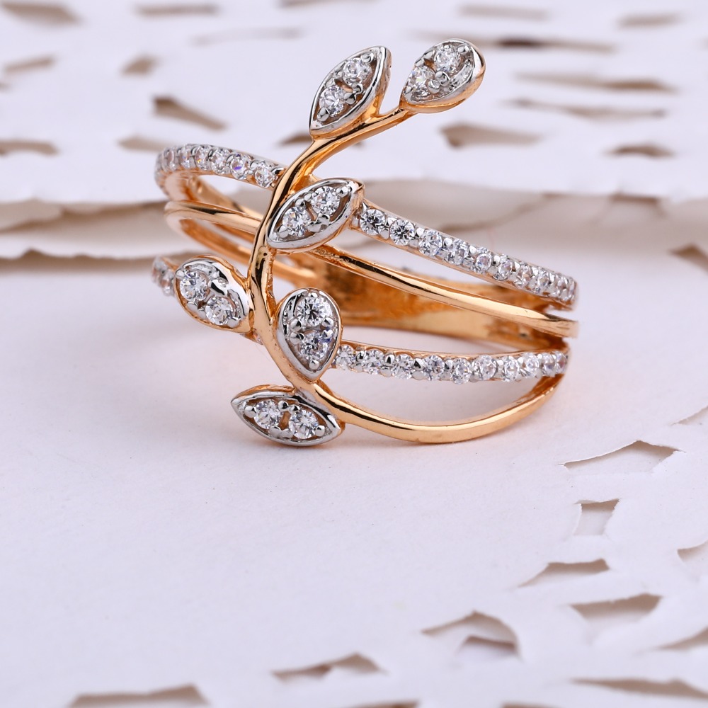 750 Rose Gold  Delicate CZ Ring RLR653