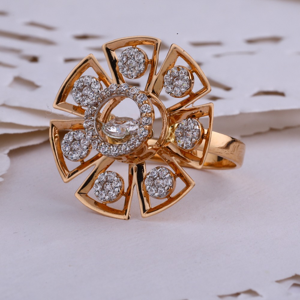 750 Rose Gold Cz Ladies Ring RLR635