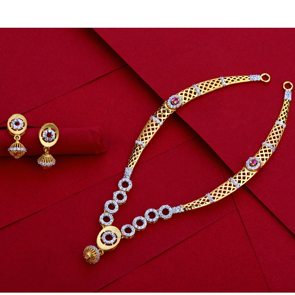 22CT Gold CZ Classic Ladies Necklace Set LN05
