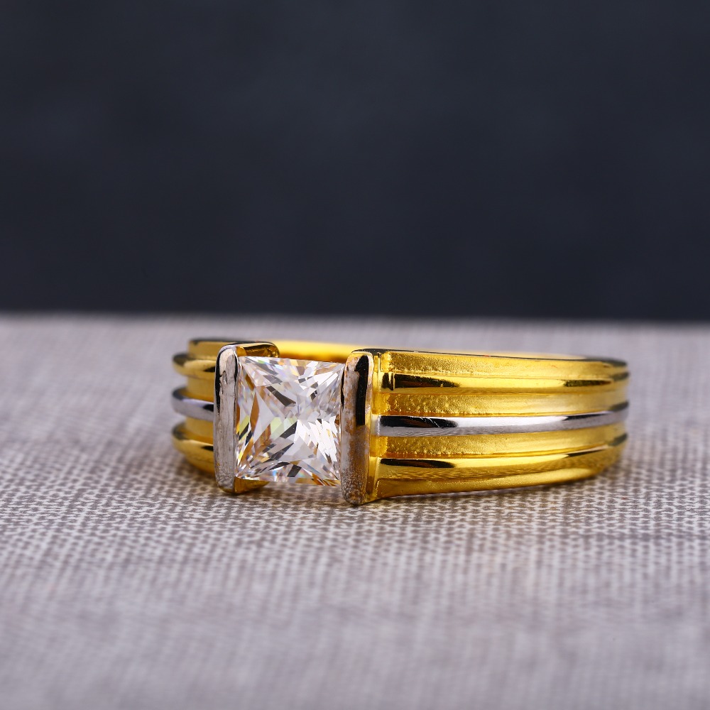 916 Gold Men's Stylish Single Stone Ring MSR96
