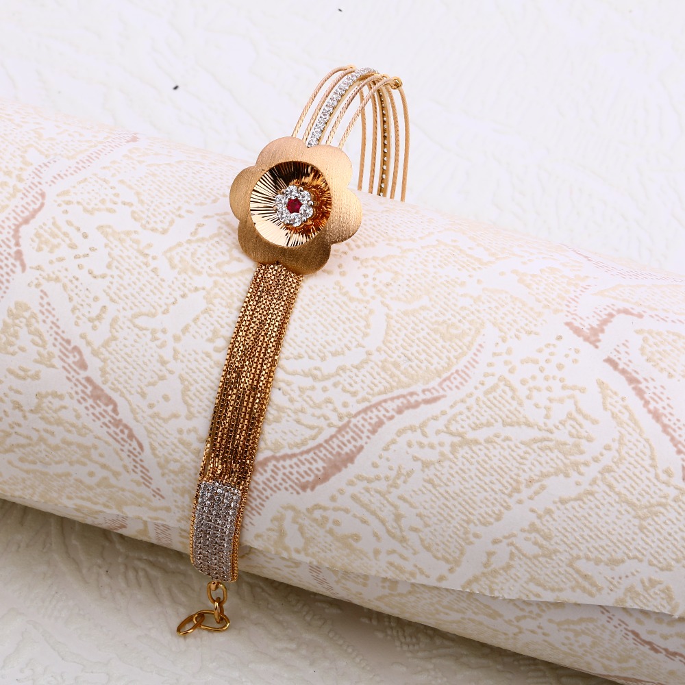 18ct Rose Gold CZ Delicate Ladies Kada Bracelet  RLKB142