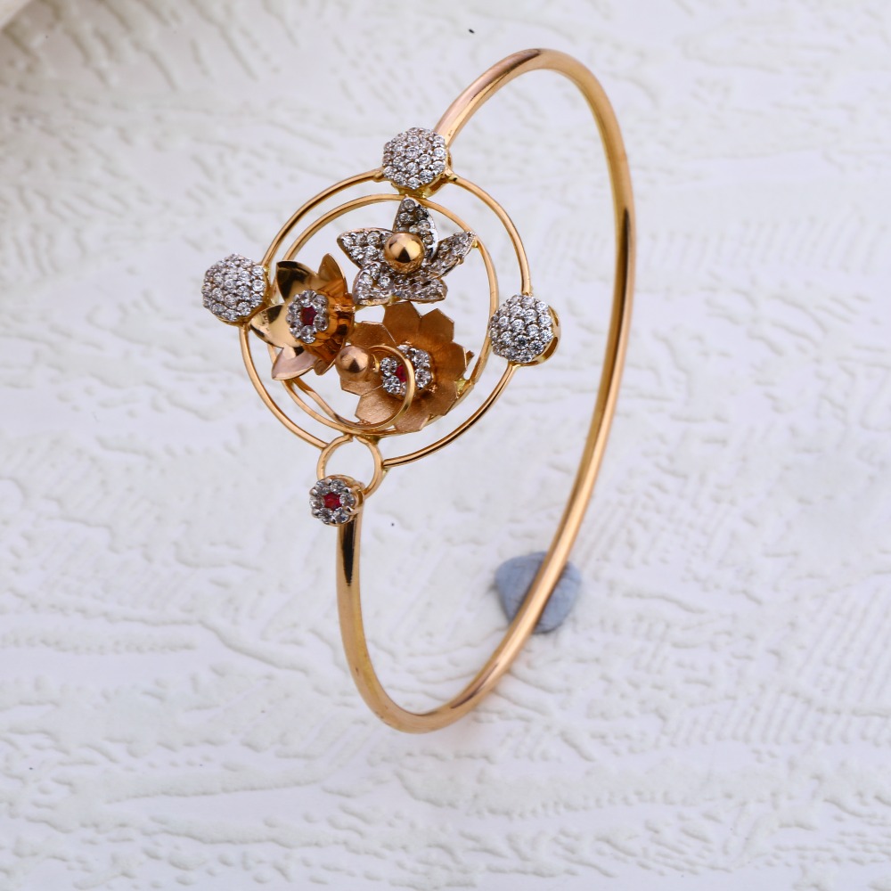18CT Rose Gold Fancy Ladies CZ Bracelet  Kada RLKB148