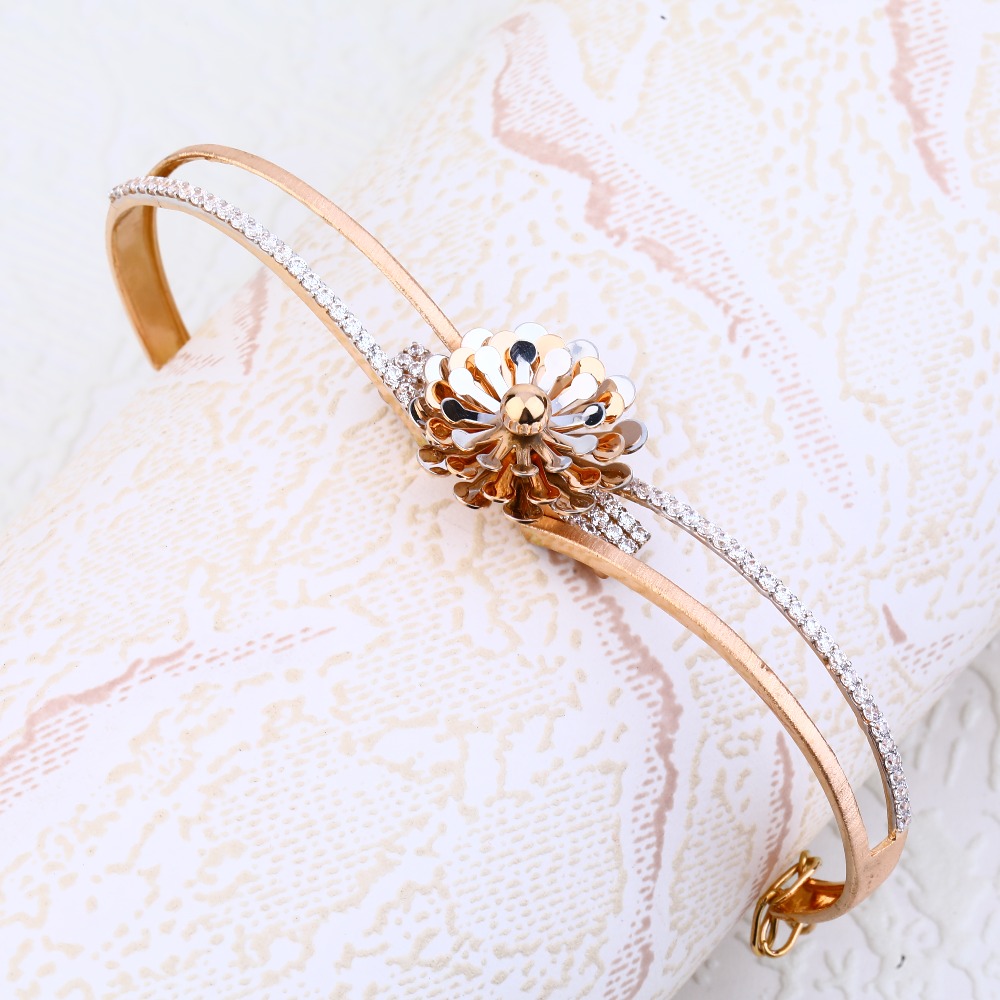 18KT Rose Gold Ladies Fancy Kada Bracelet RLKB81