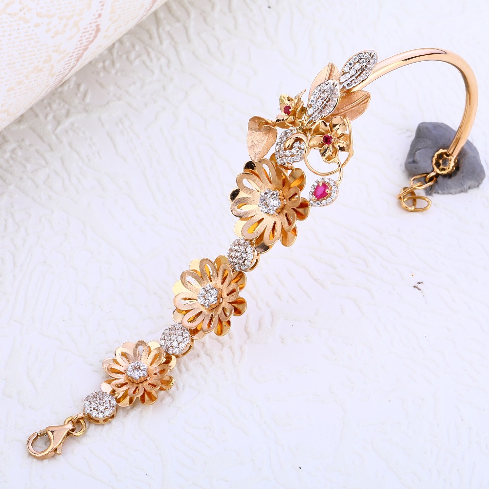 18CT Rose Gold Fancy Kada Bracelet RLKB209