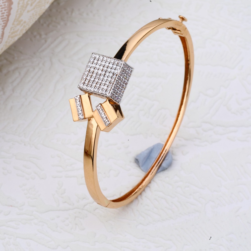 18CT Rose Gold Classic CZ Women's  Kada RLKB111