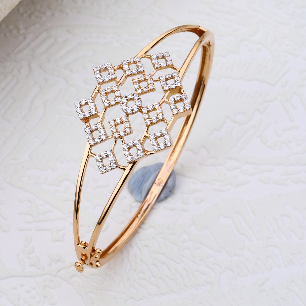 18CT Rose Gold CZ fancy Hallmark Bracelet RLKB99