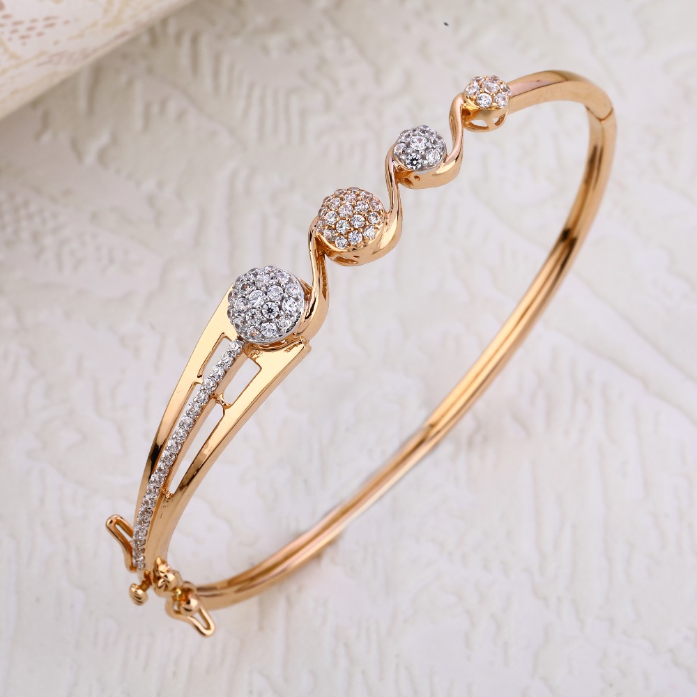 750 CZ  Rose Gold Fancy Ladies Kada RLKB222